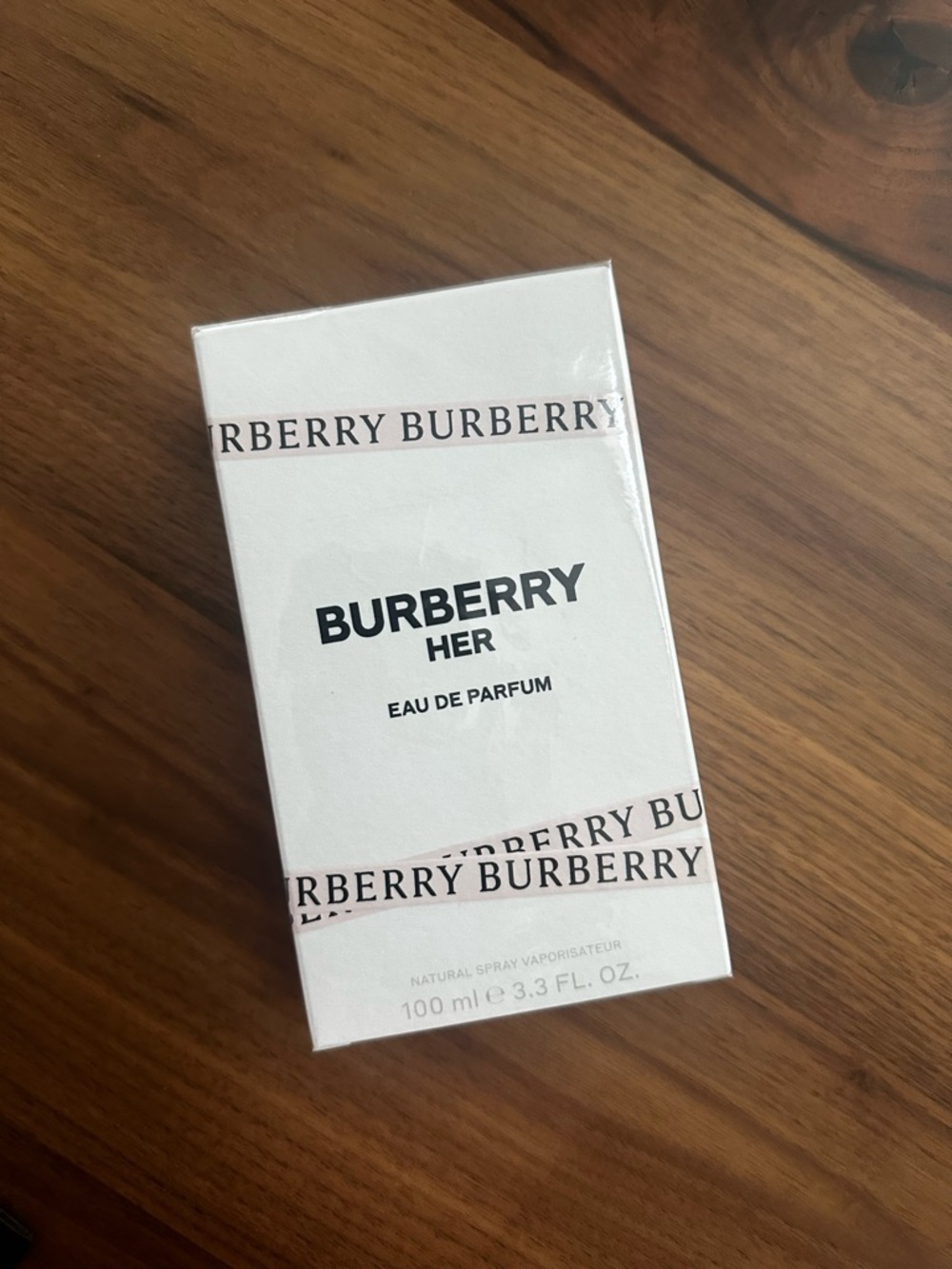 Burberry White Box with Black Barcode and Accents
